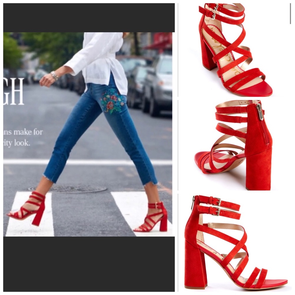 NWOT Sam Edelman Yema Block Heel Sandal 9 Red